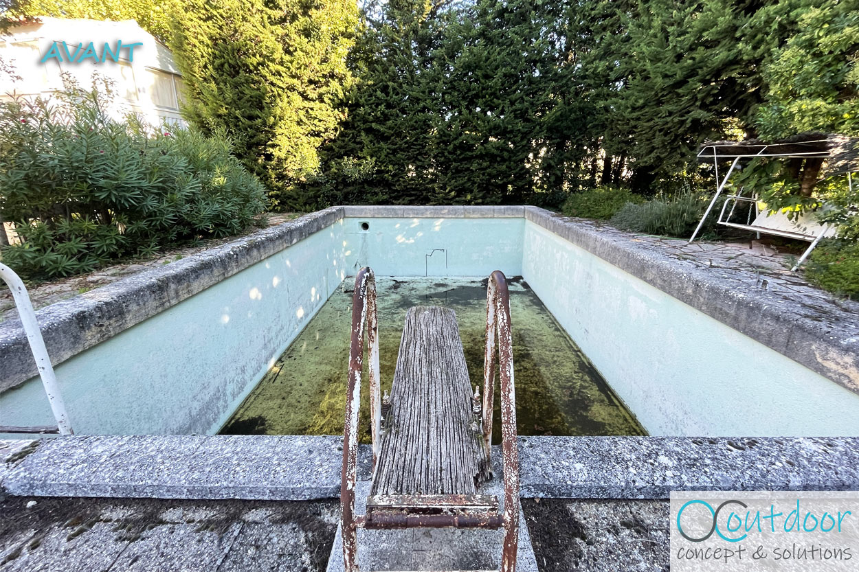 Rénovation piscine avant travaux style bassin à Aix-en-Provence