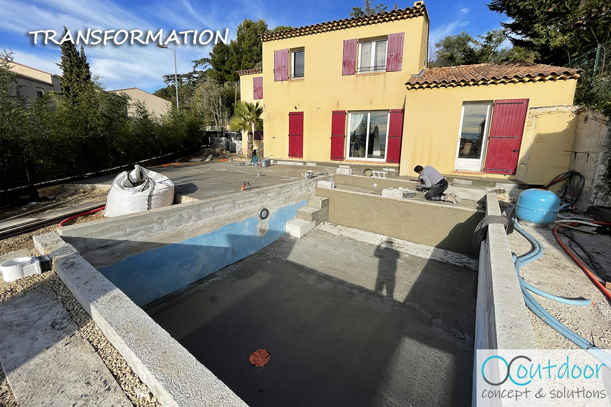 Coulage du béton modernisation piscine à Aix en Provence