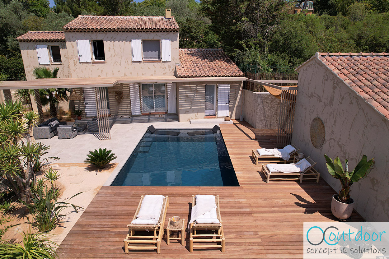 Transformation de piscine terrasse jardin à Aix-en-Provence